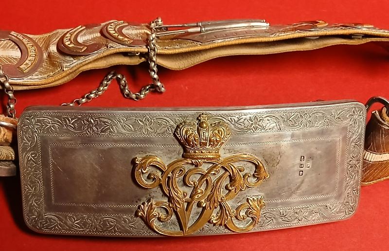 13th HUSSARS OFFICERS CROSS BELT & POUCH 1899