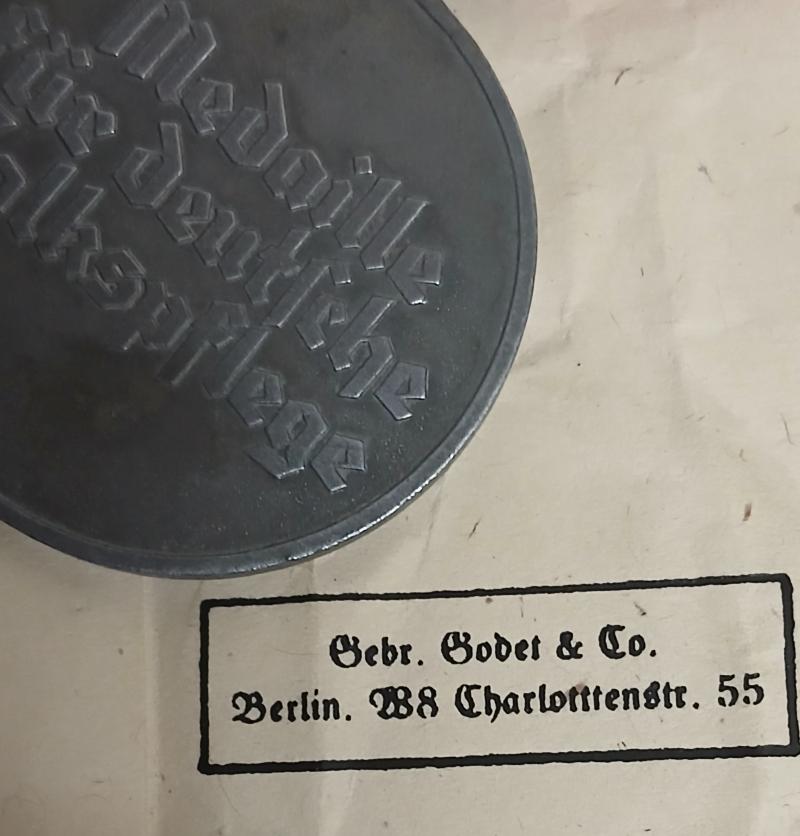 GERMAN WW2 MEDAL OF SOCIAL WELFARE